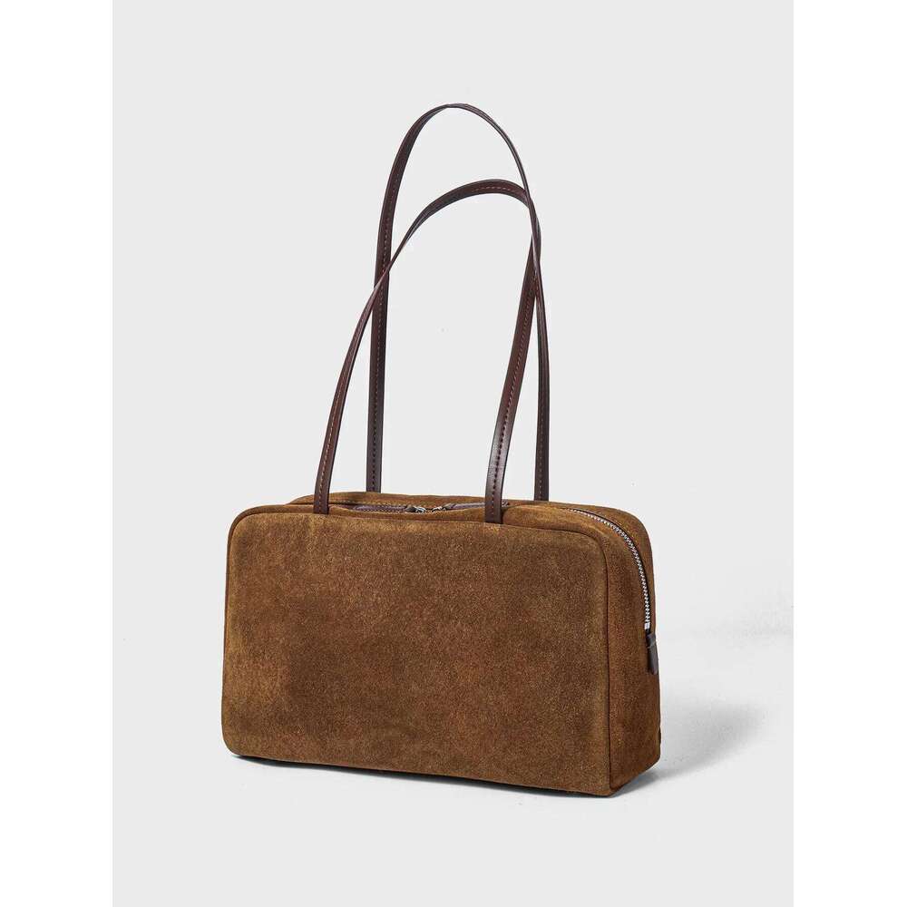 Designer Luxury Women S Handbag New Suede Bowling Briefcase Top Grain Leather Spacious Shoulder Handheld Tote Bag Versatile Chic