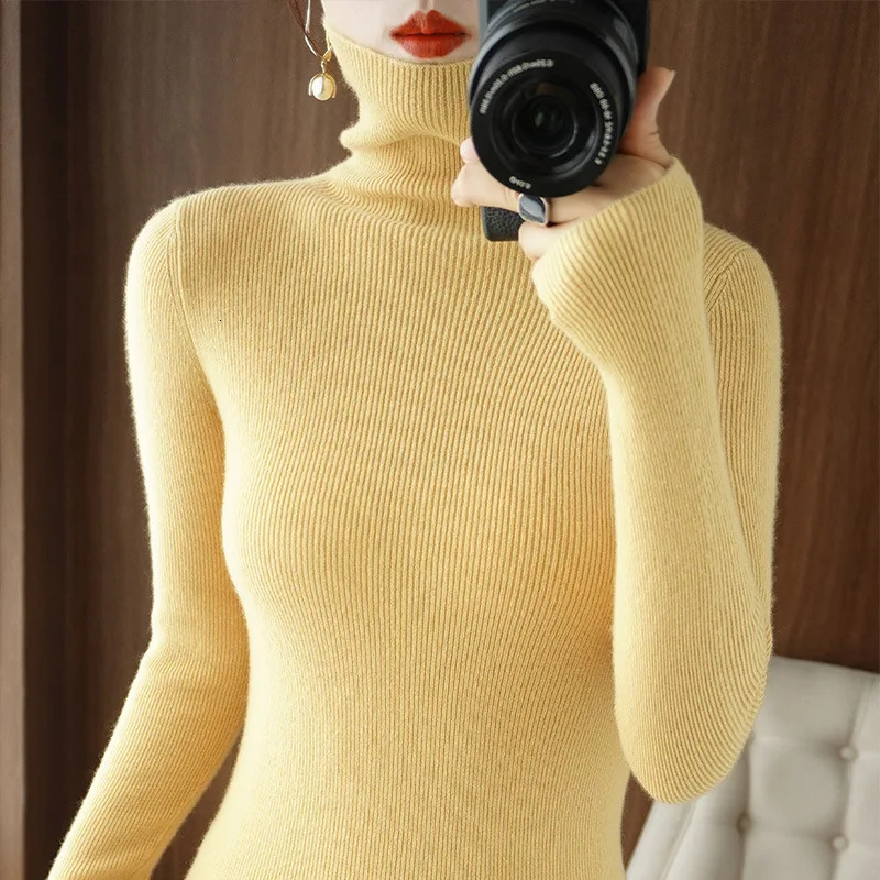 Women Sweater Turtleneck Slim Pullovers Autumn Winter Warm Bottoming Shirts Jumpers Basic High Strecth Fashion Korean Knitwear 251027