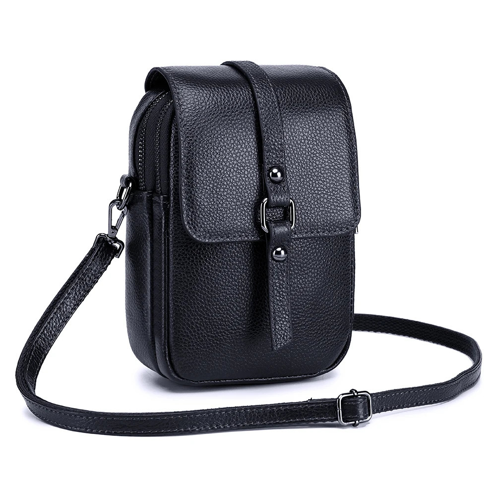 Genuine Leather Women Small Shoulder Bag Cute Crossbody Messenger Bags Female Little Soft Purse Double Zipper Pockets Handbag 251027