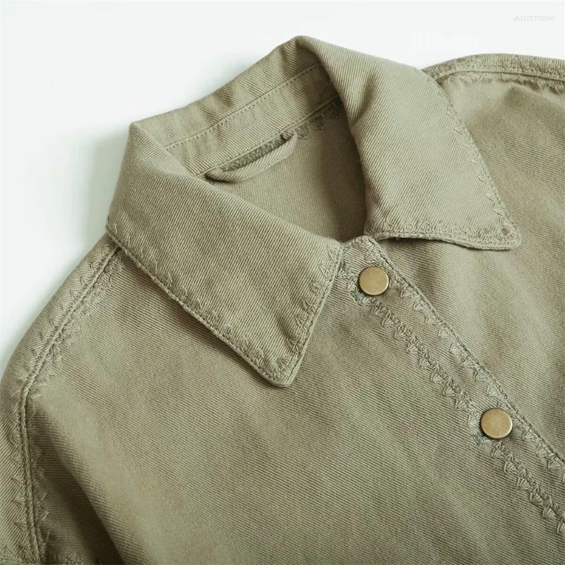 Women's Jackets Autumn Collection European And American Style Retro Premium Denim Collar Long Sleeve Embroidered Top Coat