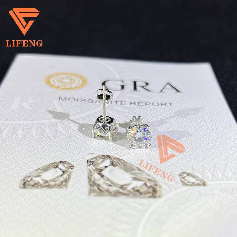 Fine Jewelry Big Luxury Cluster Hip Hop 10k White Gold 2ct 8mm VVS Moissanite Stud Earrings Iced Out Jewelry for Women Gift