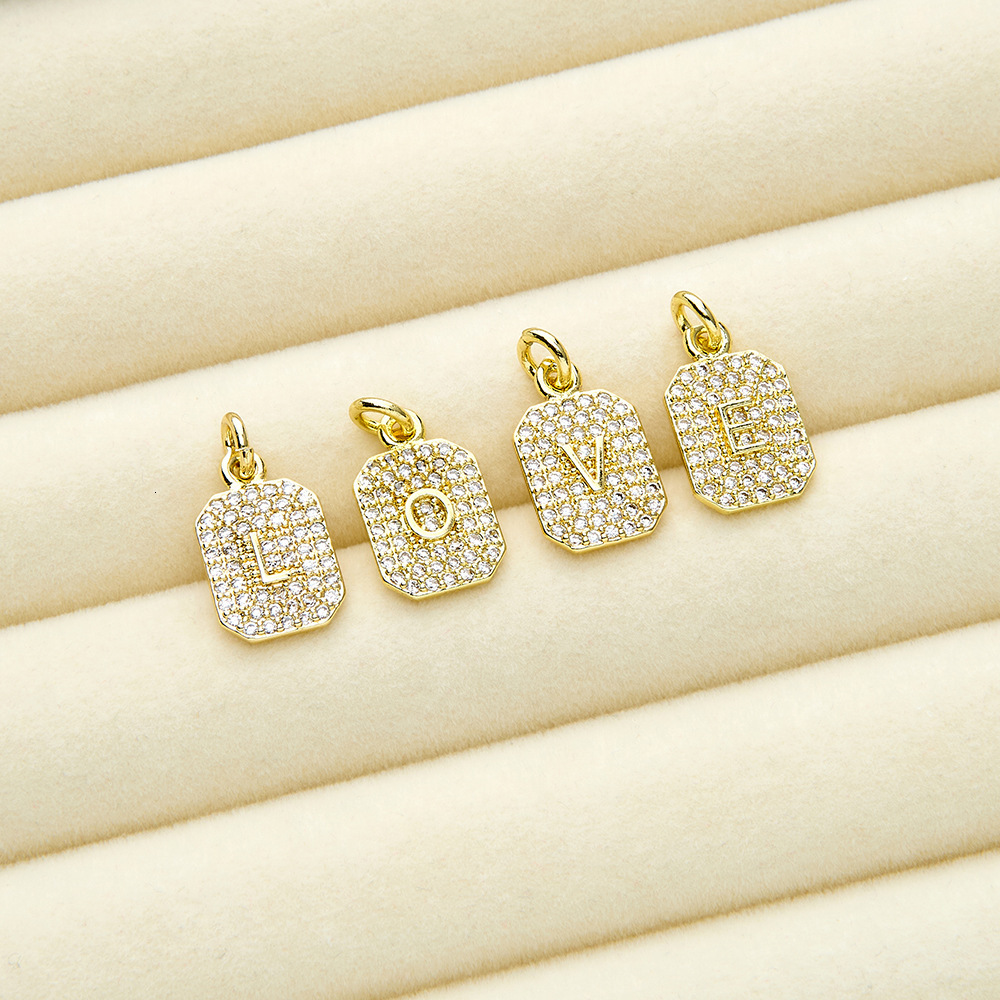 Gold necklace Designer necklace Copper Inlaid Zircon 26 English Alphabet Pendant Creative Personality Square Letter Jewelry Accessories free shipping