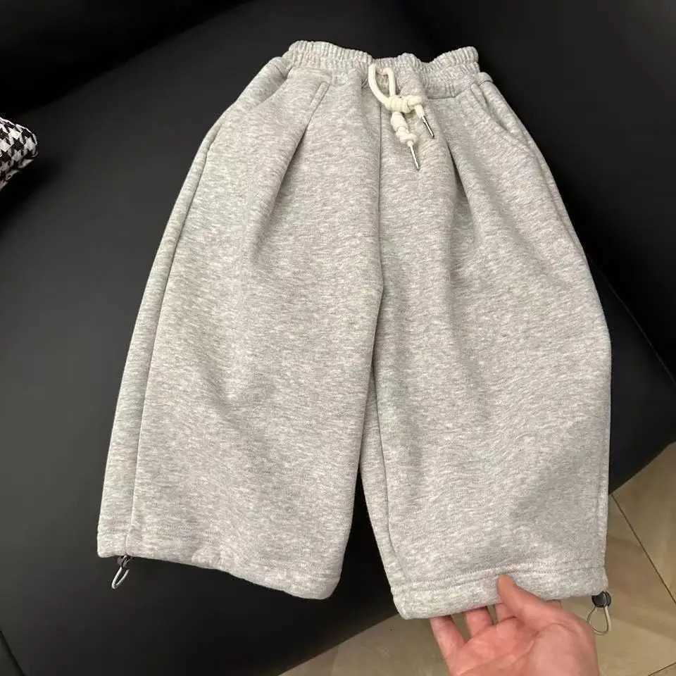 2025 Children Fleece Sweatpants Korean Style Girls Casual Wideleg Pants Autumn and Winter Boys Loose Sports Pants Kids ClothesT251027