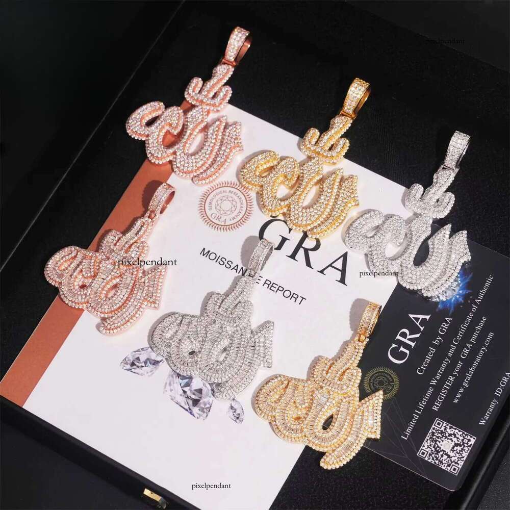 Iced Out Jewelry Ready to Ship Sterling Sier Vvs Moissanite Fire Allah Pendant Pendants and Chain Necklace for Men