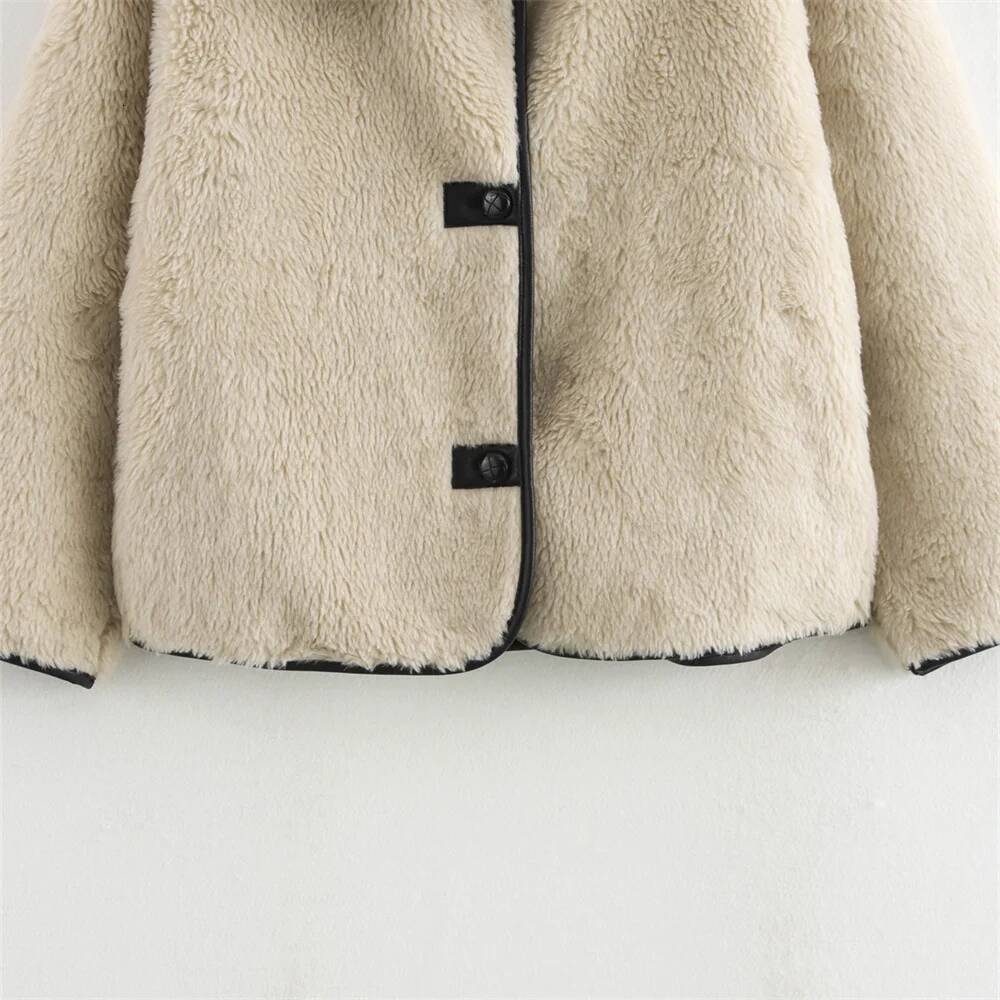 winter jacket women Women's Big Collar Fur Integrated Plush Coat Autumn/Winter New Solid Color Long Sleeve Warm Jacket