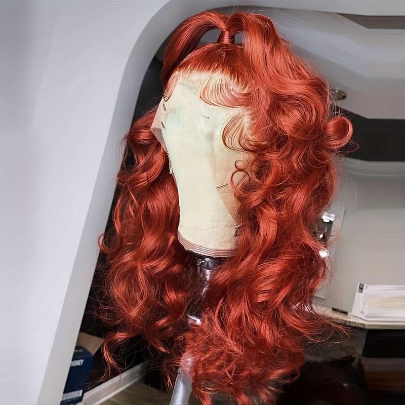 Vibrant Red Long Body Wave Women - 13X4 Front, Heat Resistant Fiber, Natural Looking For Daily Use & Halloween, Synthetic Lace Front Wig