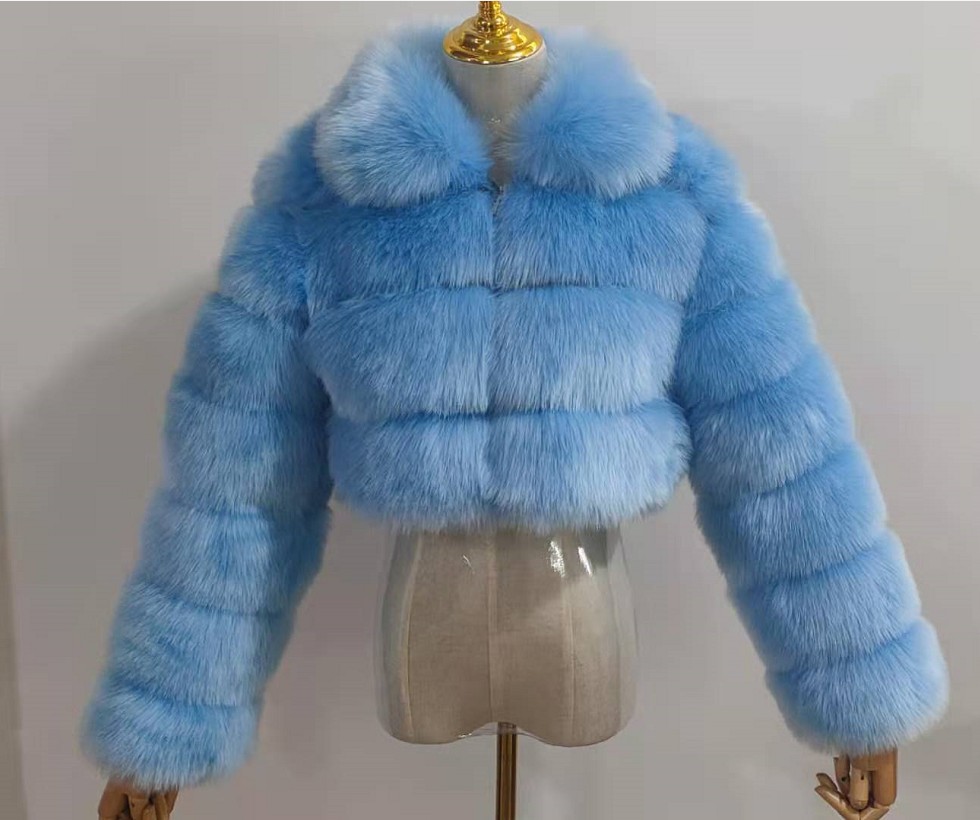 Fashion Women's Faux Fur Coat Lapel Zipper Long Sleeves Loose Thick Imitation Fur Short Jacket Winter