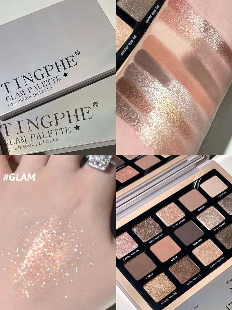TINGPHE Vintage 15Color Bronzing Pan Cold Tone Cement Gray Eyeshadow Pan Student Affordable Earth Color Glitter Rose MakeupXJ251027