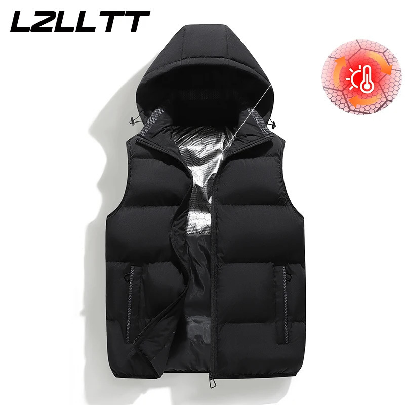 Winter Men Thicken Warm Sleeveless Vests Mens Autumn Detachable Hat Outwear Hooded Waistcoat Vest Jackets Mens Casual Vests Male 251024