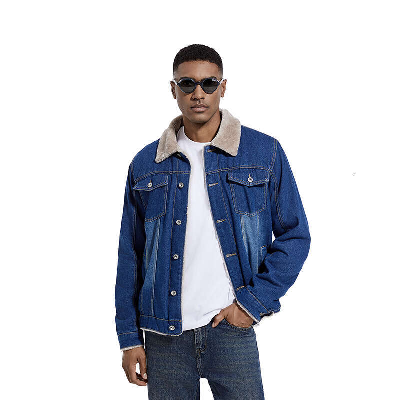 Men's Denim Jacket Autumn Winter Fleece Lined Casual Fashion Trend