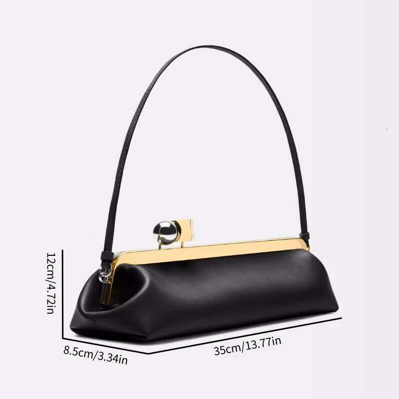 Long Clutch Bag With Removable Shoulder Strap, Women's Fashionable Baguette Bag, Designer Clip Handbag Purses For Ladies