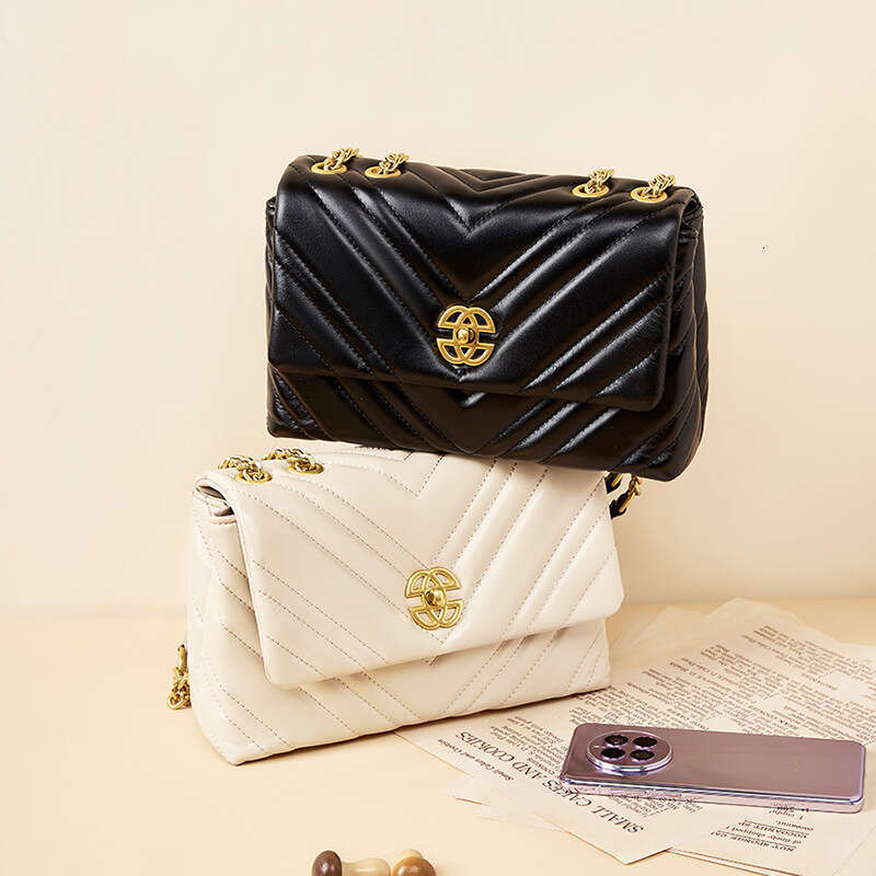 2025 New Style High-End Quilted Small Square Bag for Women - Cowhide Genuine Leather, Chain Shoulder & Crossbody, Perfect for Underarm Wear