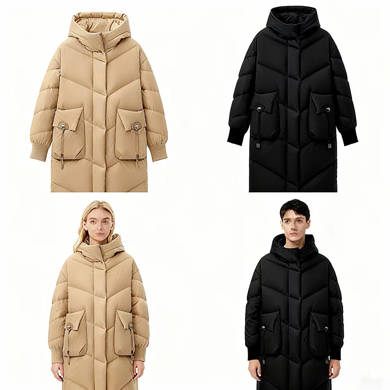 Women's Down & Parkas Elegant Mid-Length Down Coat with Hood for Ladies Durable Insulation & Comfort