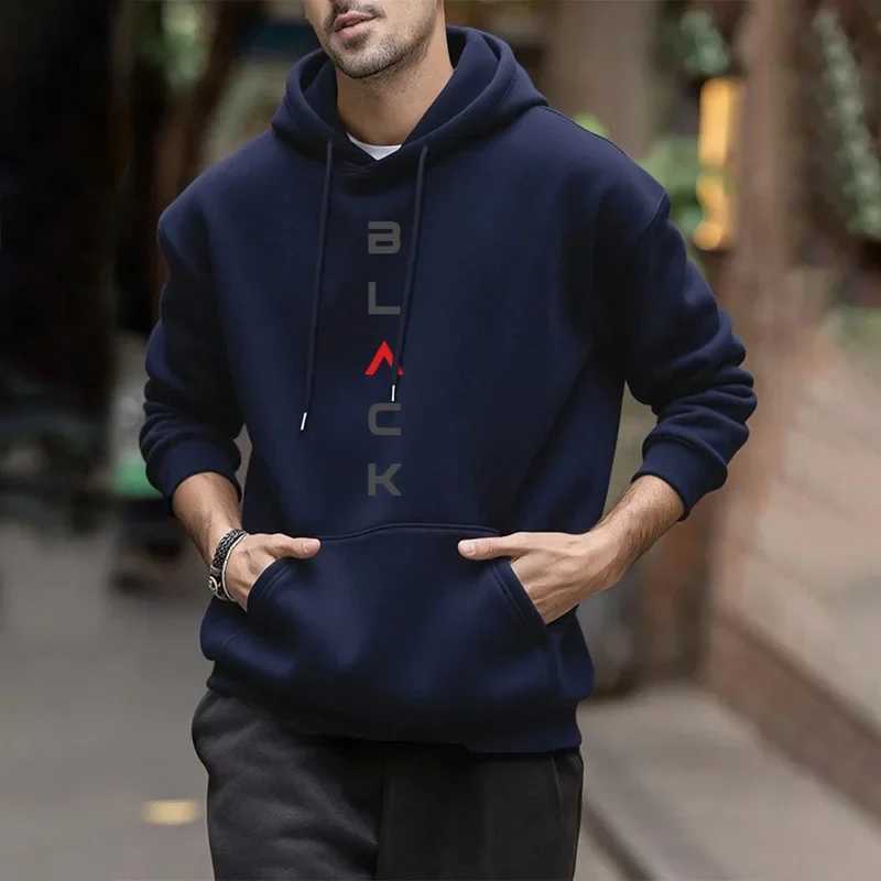 Black Letter Print Hoodies for Man Autumn Winter Hot Sale High Quality Hooded Sweatshirt Home Outdoor Casual Sport Warm Pullover W251027
