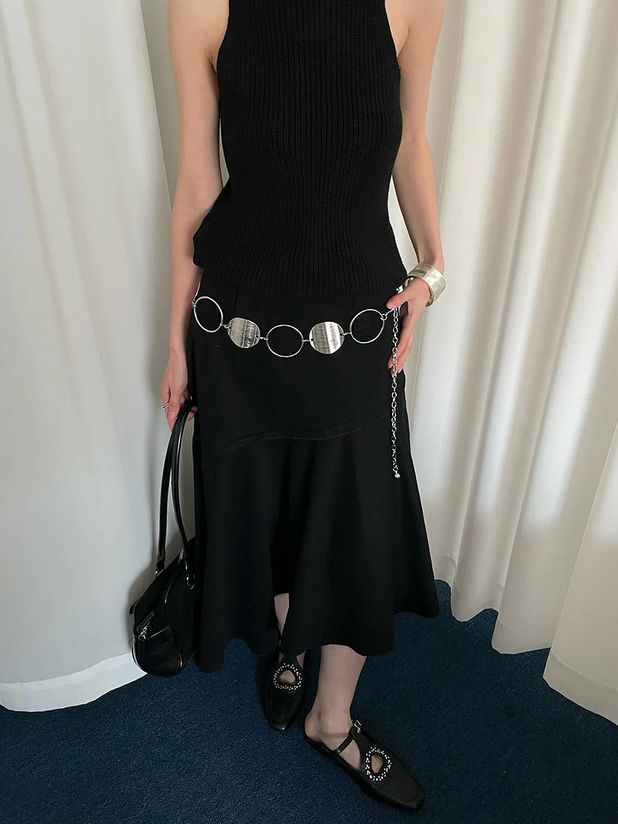 Fashionable Metal Circle Ring Splicing Waist Chain for Women Style Versatile Skirt and Dress Chain Accessory for 251024