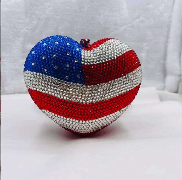 Women Blue Heart Shape Rhinestones Evening Clutch Bags Elegant Small With Crystals New Ladies Day Clutches Purse