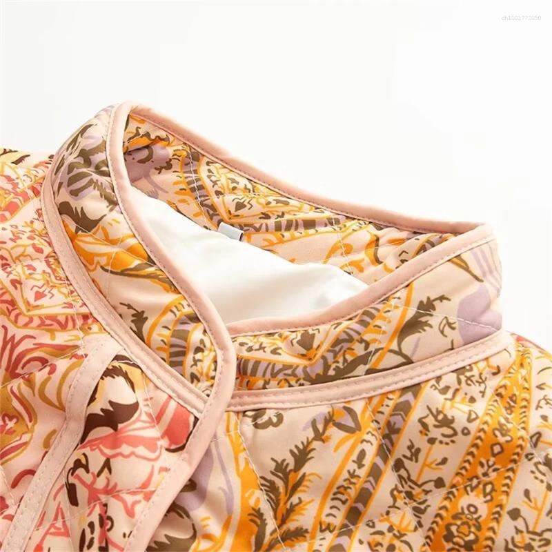 Women's Jackets Single Breasted Design With Loose And Versatile Stand Up Collar Positioning Printed Cotton Jacket