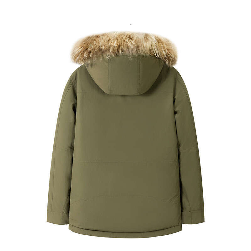 Winter Men's Down Jacket With Fur Collar Thickened Mid-Length Parka Warm Workwear