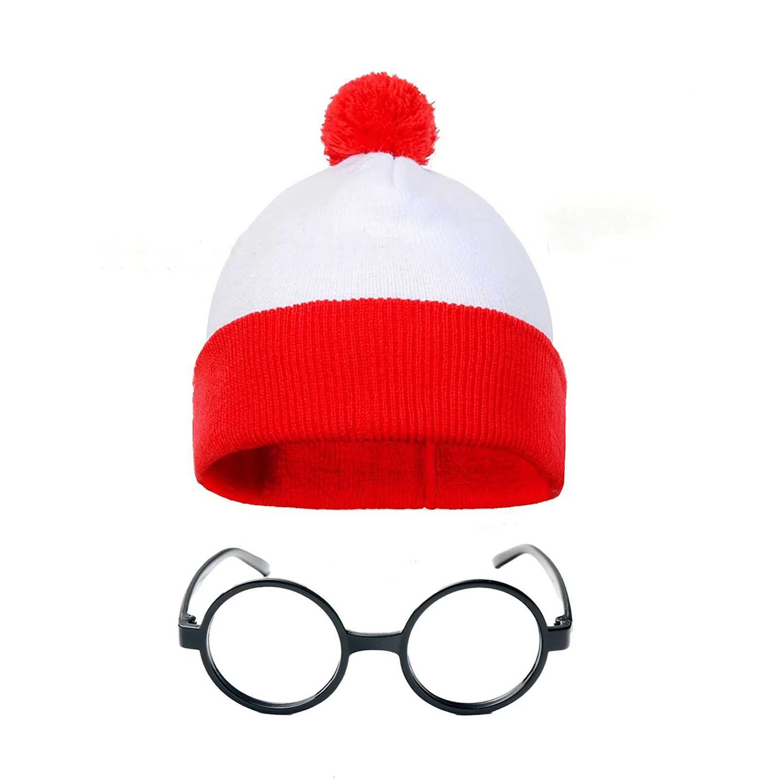 New Christmas Knitted Beanie with Red White Pom Warm Winter Hat for Xmas New Year Holiday GiftsW251027