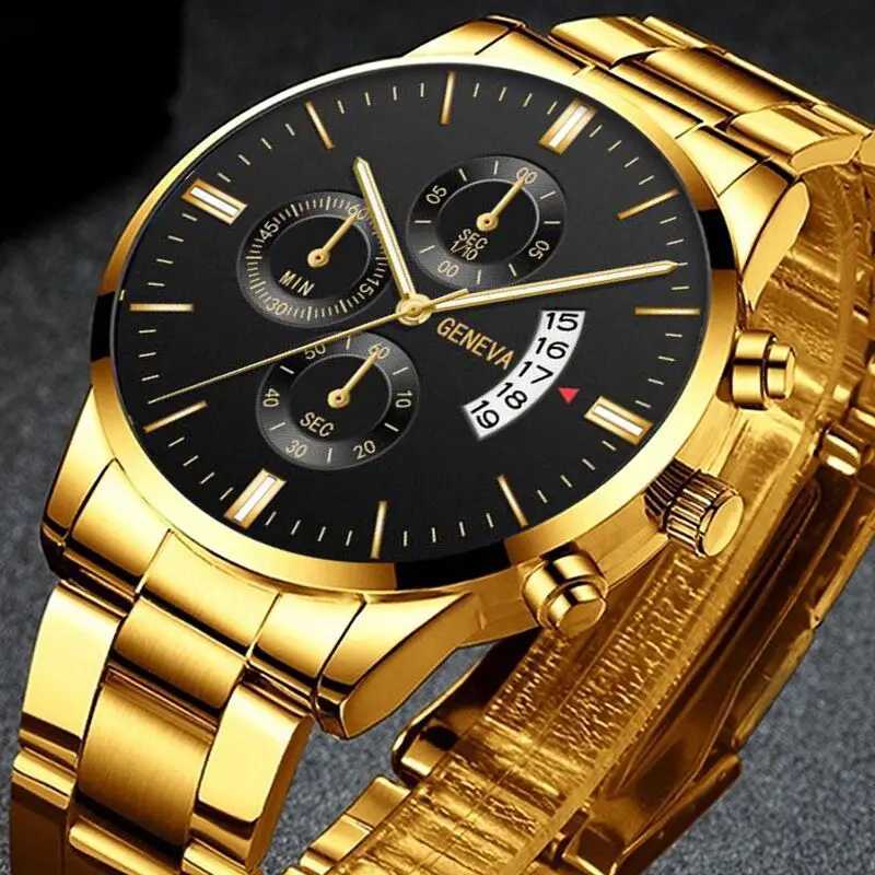 Fashion Relogio Masculino Golden Color Watches Men Male Clock With Calendar Full Steel Quartz Wristwatch Exquisite Relojes SaatiT251027