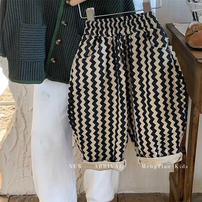 Children Clothing Kids Pants 2023 Spring and Autumn New Fashionable Korean Style Striped Casual Simple Baby Boys Harem PantsT251027