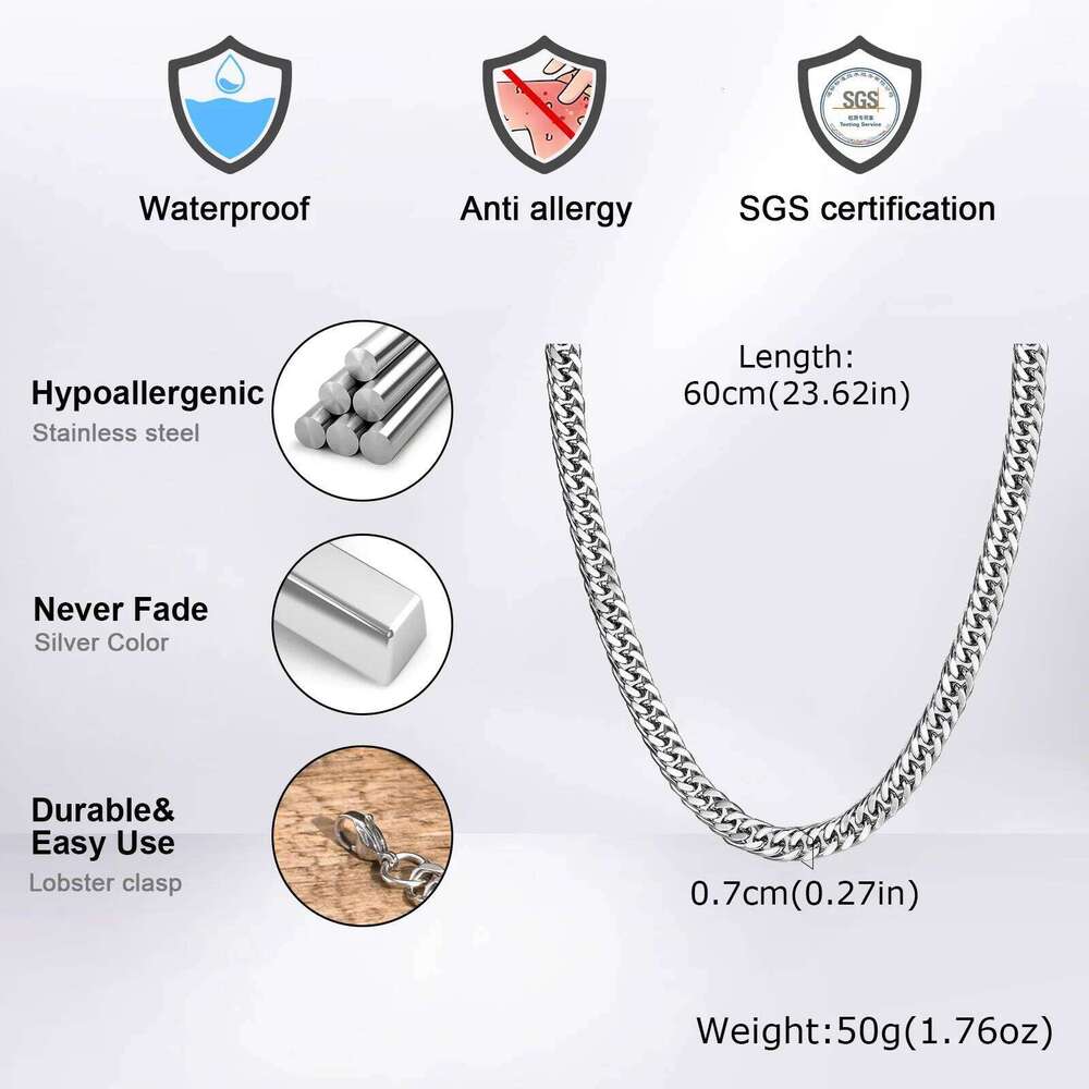 Vnox 3/5/7/9mm Thick Cuban Necklaces for Men Women,Simple Miami Curb Links Collar,Waterproof Stainless Steel Unisex Chain