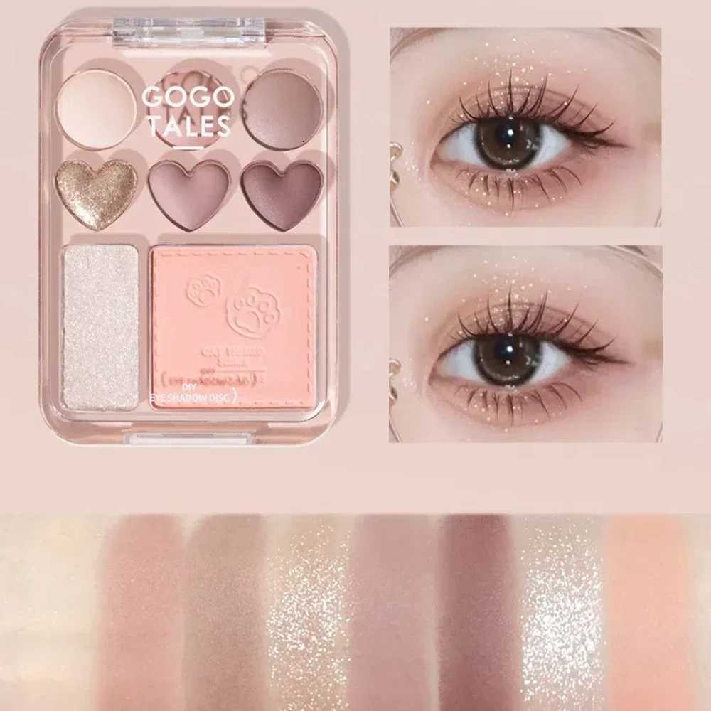Gogotales Heart Eye Shadow Plate Purple Peach Blush Cheek Tint Shimmer Eyeshadow Long Lasting Highlighter Girl Makeup PalleteXJ251027