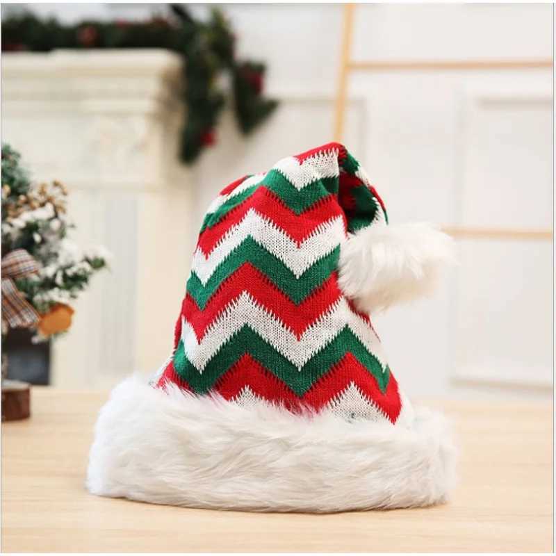 New Christmas Hat Plush Knitted Santa Claus Hat Warm Enlarged And Thickened Large Ball HatW251027