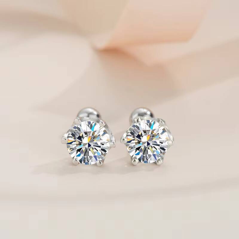 Fashion Jewelry Luxury Earrings 032Carat 925 Sterling Silver Vvs Sixclaw Moissanite Diamond Stud Earring for Women