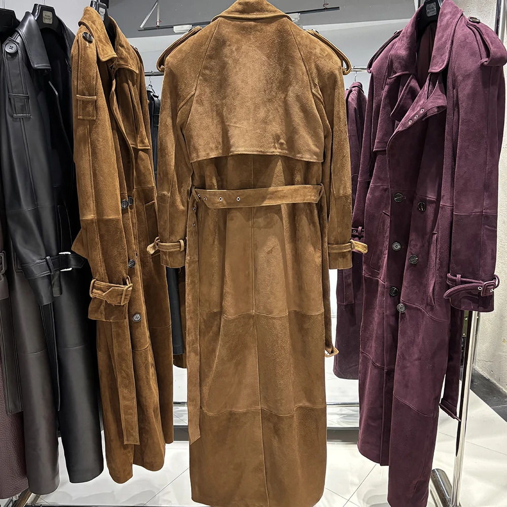 YOLOAgain Autumn 150cm Length Long Real Leather Trench Coat Women High Quality Genuine Jacket Female Streetwear 251027