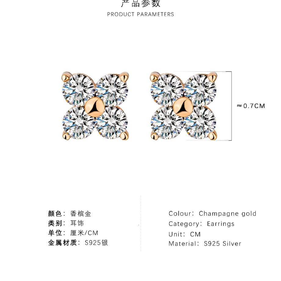 S925 Sterling Silver Clover Diamond Earrings Set with VVS Moissanite Fashionable and Luxurious Womens Stud Earrings