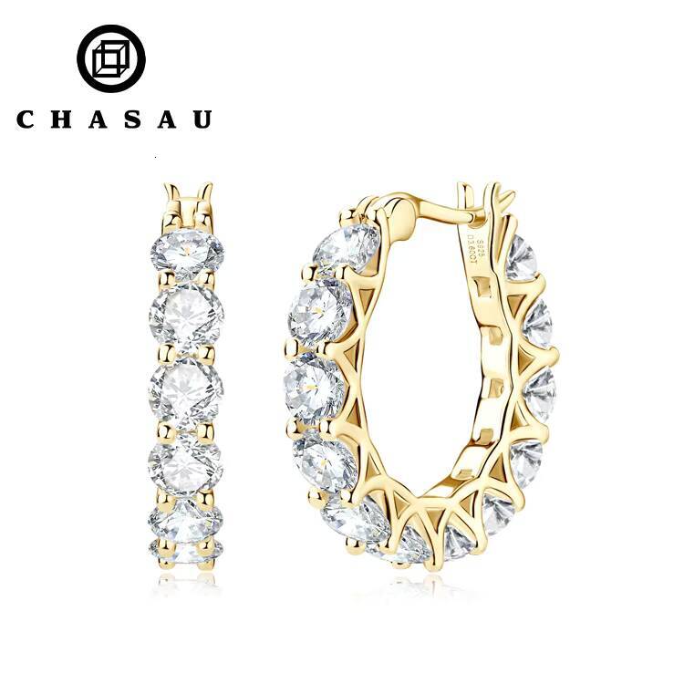 Diamond Jewelry Round 4mm Full Moissanite Earrings S925 Sterling Silver D Moissanite Huggie Hoop Earrings for Women