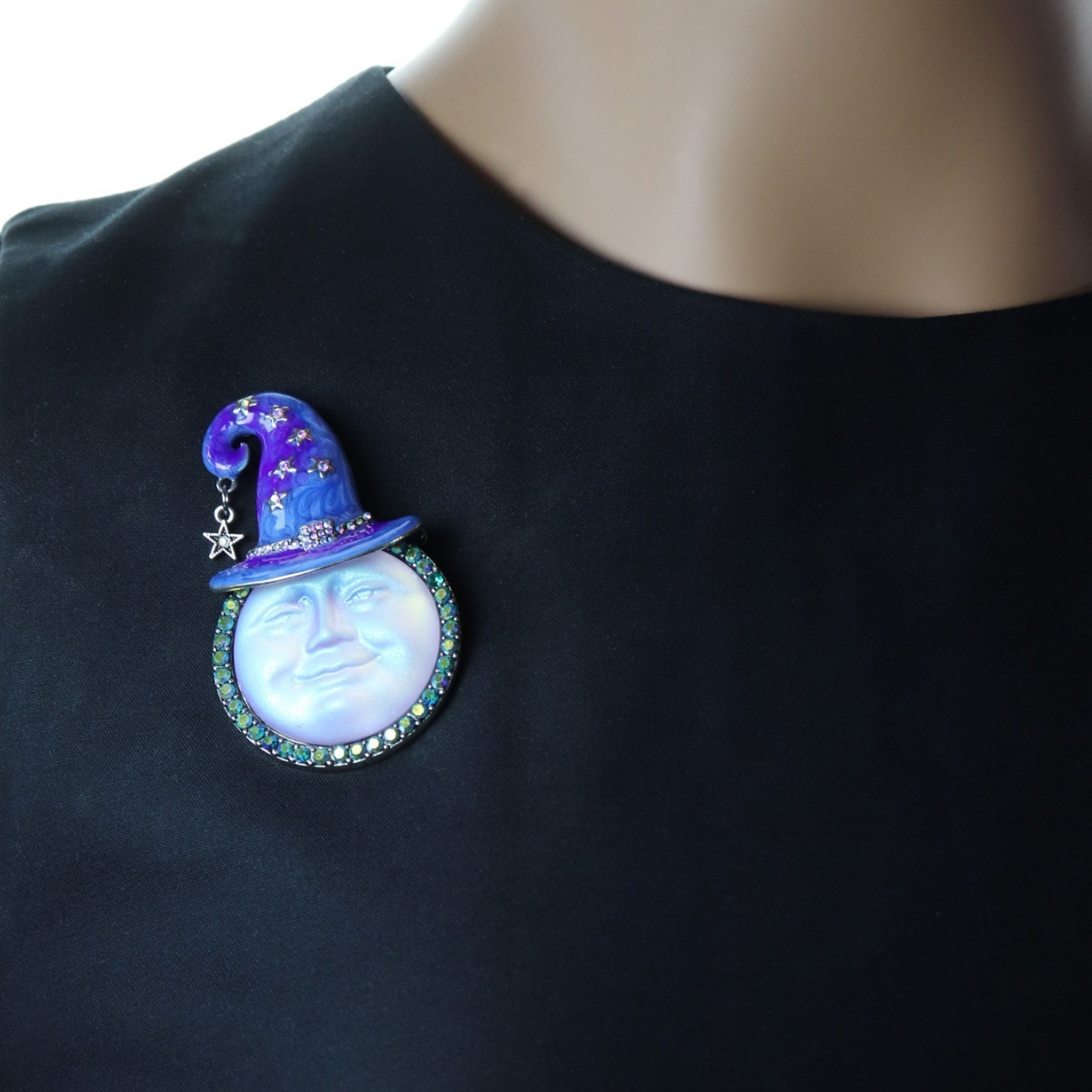 Crystal Crown Blue Face Big Brooch Womens Set Jewelry Badge 241213