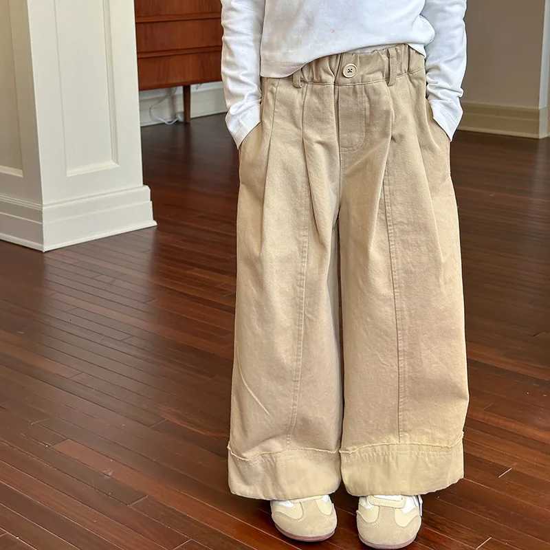 Childrens Pants Fashionable Straight Leg Pants Autumn New Trend Boys and Girls Solid Color Splicing Casual PantsT251027