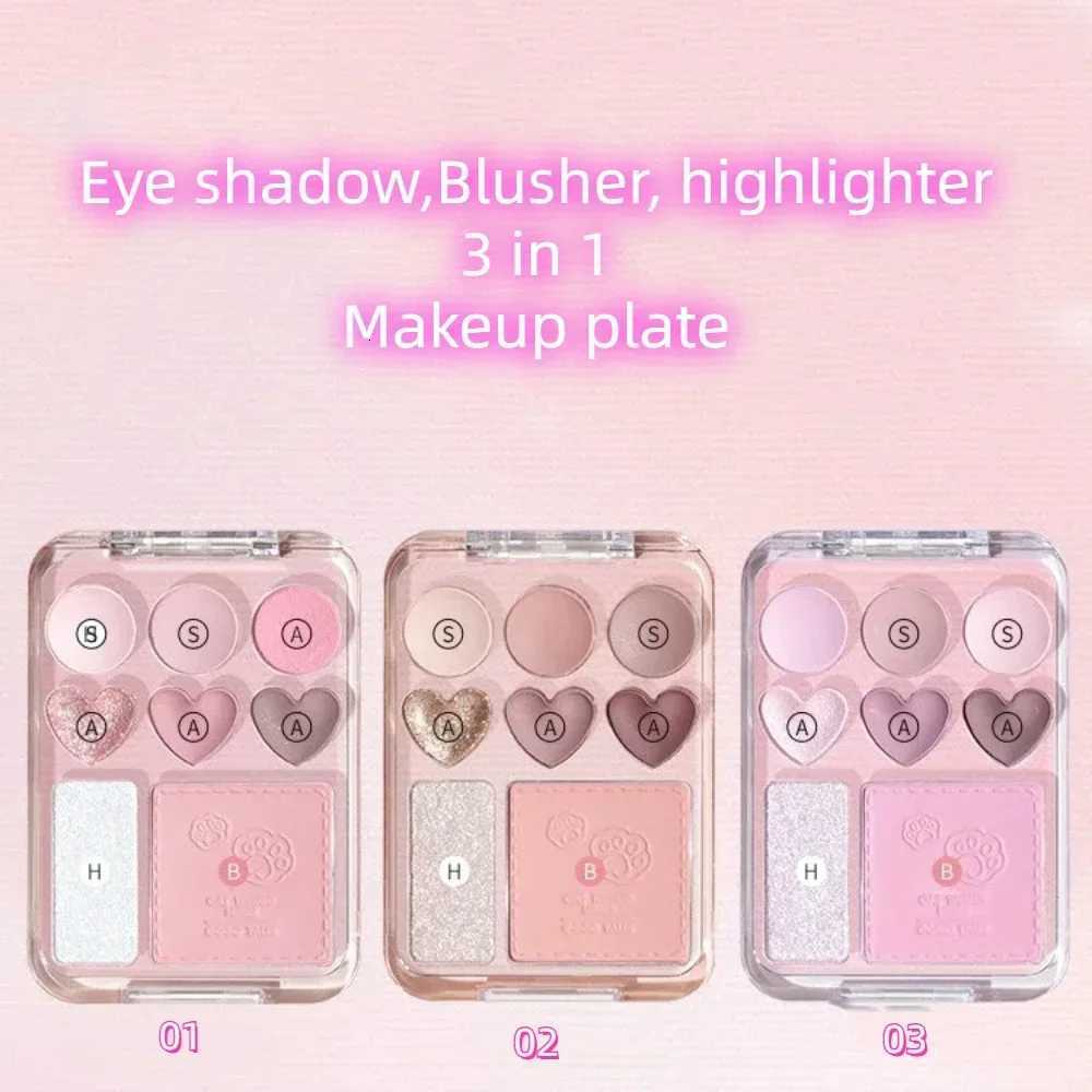 Gogotales Heart Eye Shadow Plate Purple Peach Blush Cheek Tint Shimmer Eyeshadow Long Lasting Highlighter Girl Makeup PalleteXJ251027