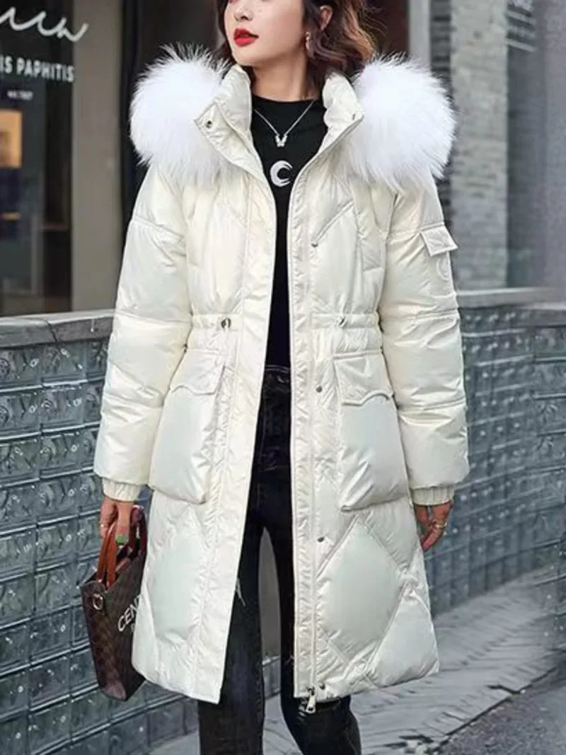 Autumn Winter Hooded Fur Collar Long Parkas Mujer Thick Warm Down Cotton Padded Jacket Women Casual Hoodies Coat Female 251027