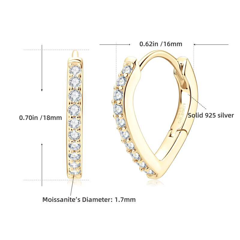 Fashion Round 17mm Moissanite Hoop Earrings for Women 925 Sterling Silver Hoop Earrings Simple Jewelry