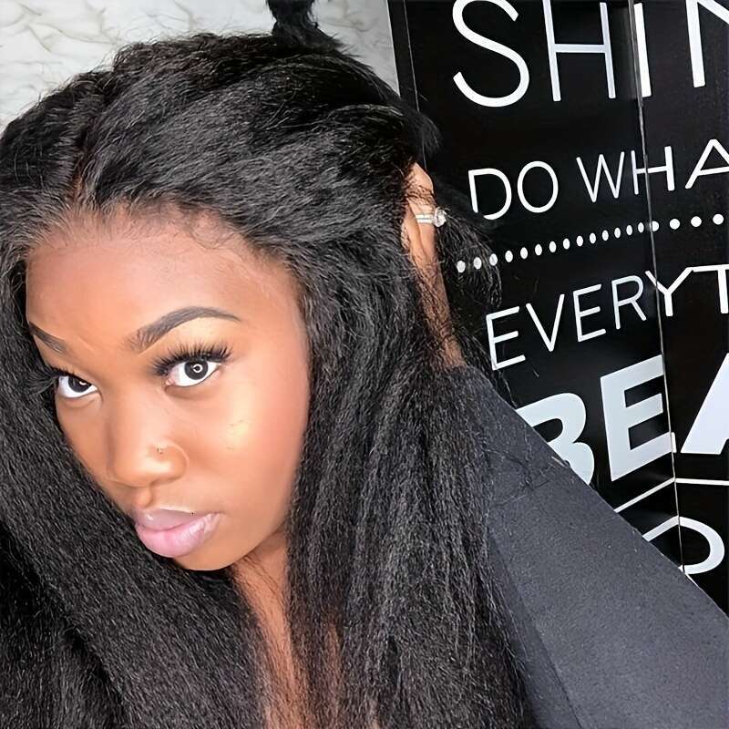 5*5 Glueless Ready To Go Cut Beginners Kinky Front Remy Unprocessed Brazilian Virgin No Glue Lace Wig Yaki Straight Human Hair Wigs Pre Plucked For Wo