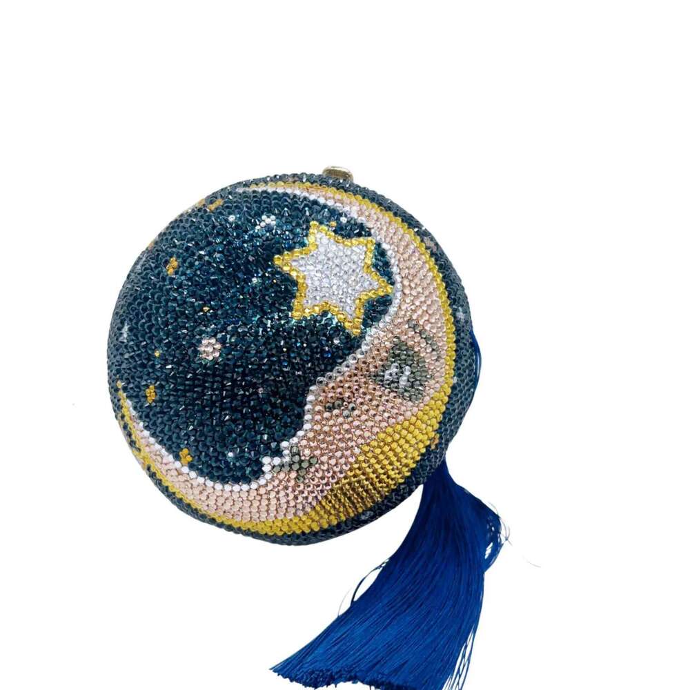 2025 New Moon Rhinestones Clutch Female Blue Gems Clutches Bags Stones Handbags Wedding Party Crystal Evening Purse