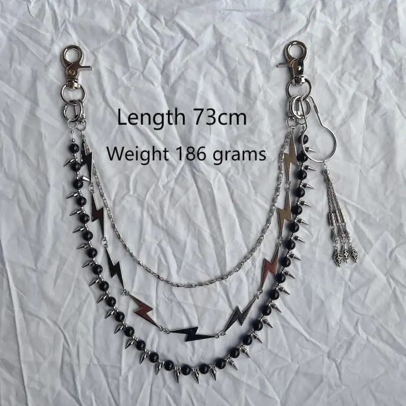 punk style jeans with highquality agate and lightning accessories fashionable and versatile wallet chain 251024
