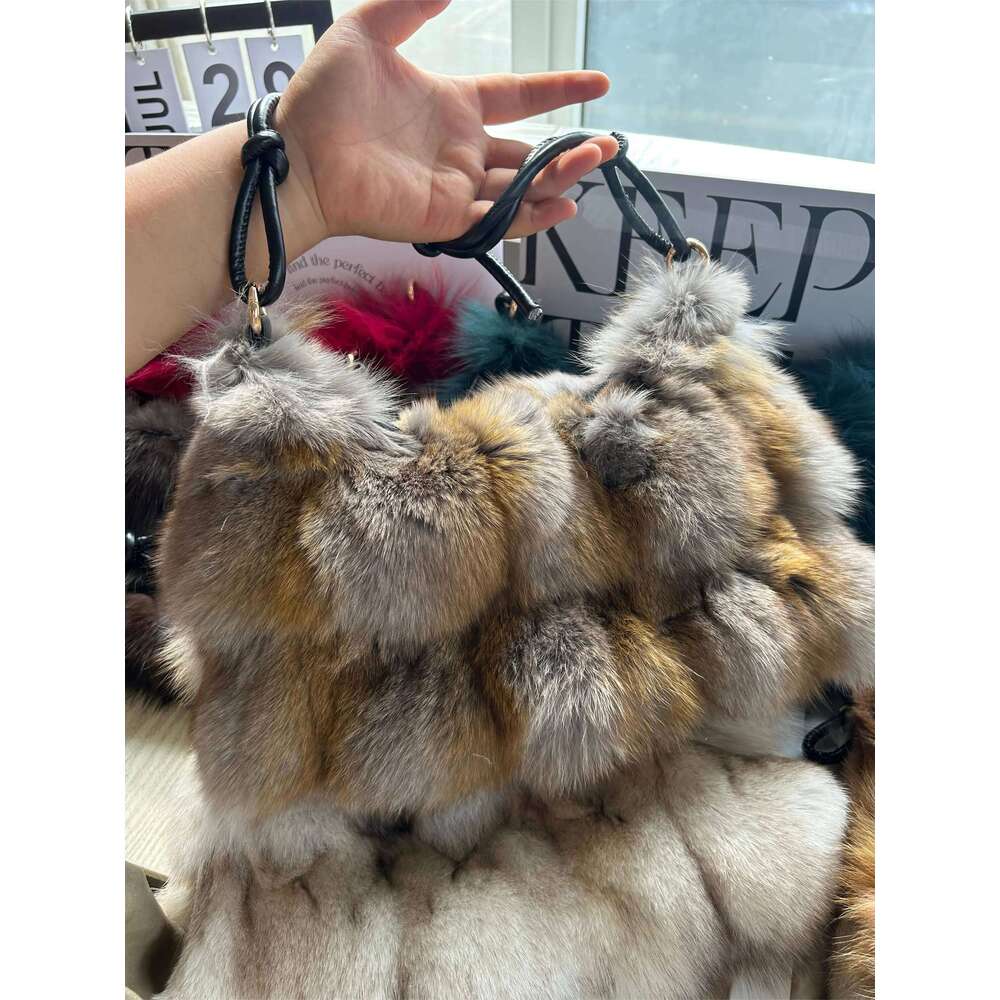 Winter Women's Fashion Handbag Ladies Purses Women Shoulder Bag Real Sier Fox Fur Messenger Bags