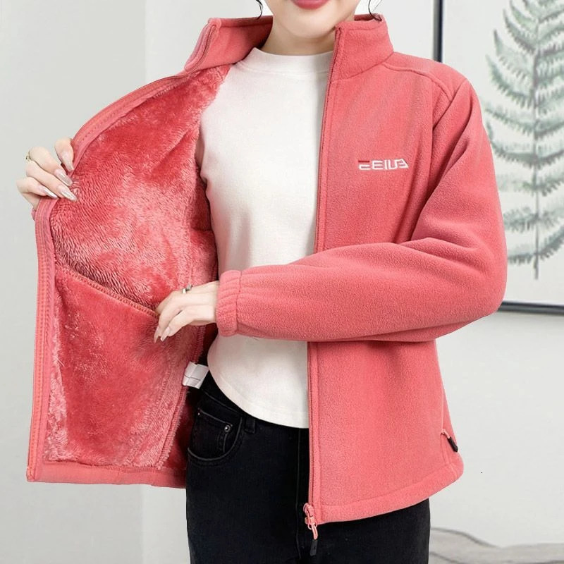 Plus Size Middleaged Elderly Womens Clothing Autumn Winter Thickened Fleece Cardigan Sweater Top Coat Casual Large Flee 251027