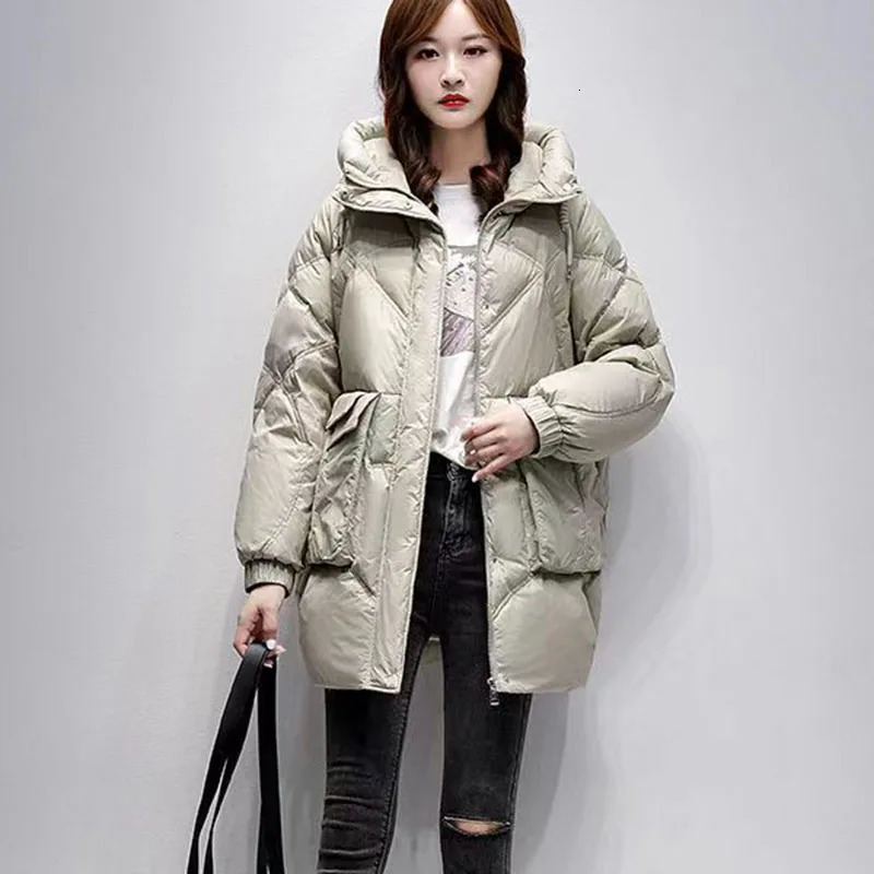 CottonPadded Womens Korean HighGrade Long Down Cotton Coat Thicke Warm Hooded Parker Overcoat Female Casual Padded Jacket 251027