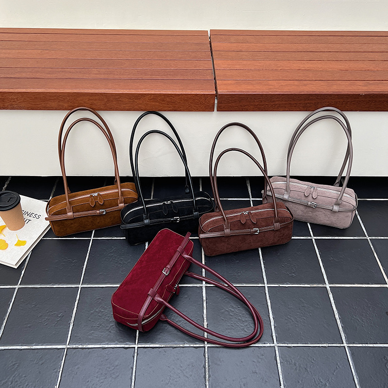 Free shipping designer bag Autumn and Winter New Underarm Bag Matte Single Shoulder Bag Large Capacity Belt Buckle Suede Baguette Bag