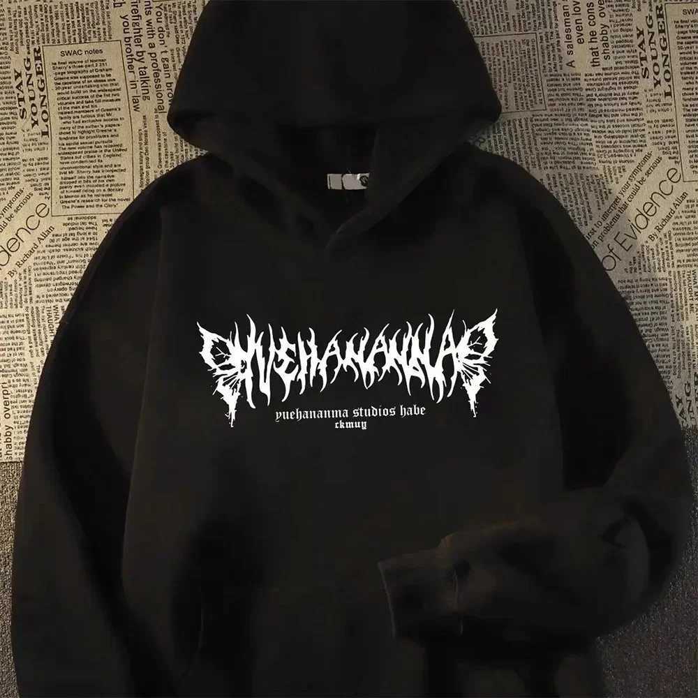 Hoodie Men Graphic Vivid Rose Print Cotton Hoodies American Retro Personality Streetwear Casual Hooded Sweatshirt Mens Clothing W251027