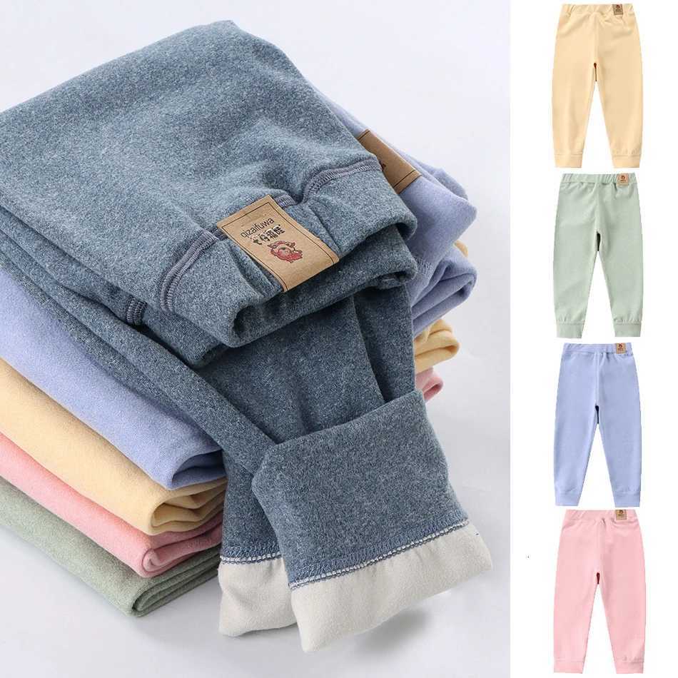 Children Fleecelined Pants for Teenager Boys Girls Warm and Cozy Elastic Winter Bottoms Clothes Suitable for Autumn and WinterT251027