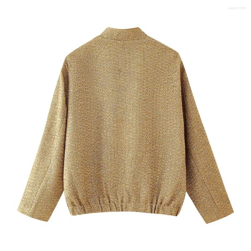 Women's Jackets Autumn European And American Style Fashion Niche Pocket Decoration Glitter Jacket Coat