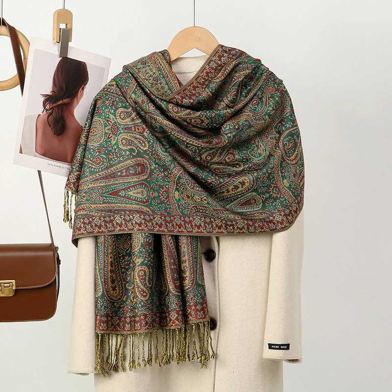 T792 Luxury Fashion Bohian Paisy Designer Thick Ethnic Sty Jacquard Scarf Wen Muslim Hijab Tassel Shawl Wrap PashminaW251027