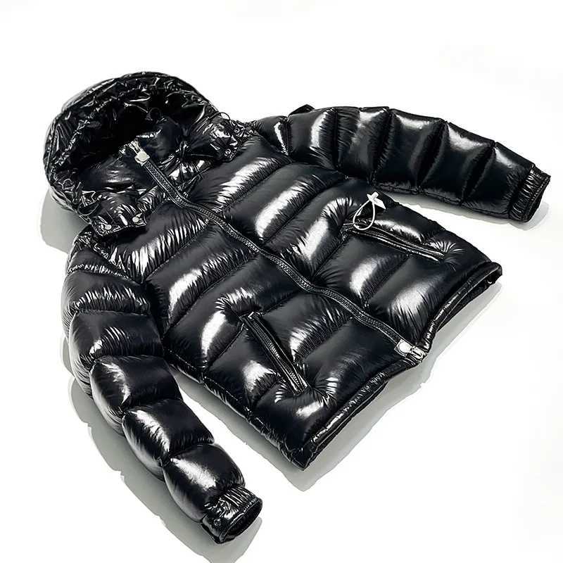 New Winter Bright Down Men Fashion Casual Parkas Coat Thick Warm Glossy White Duck Zipper Male Shiny Hooded Youth Women Jacket C251027