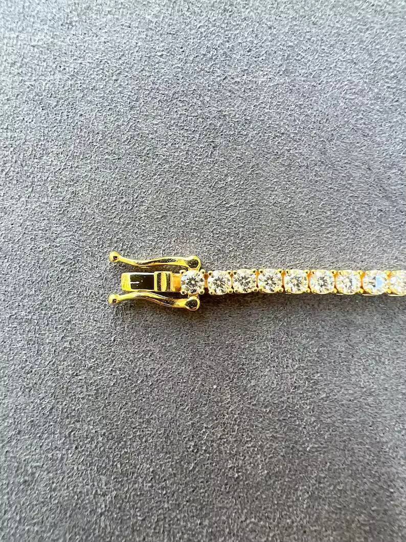 Hot Sale 3MM Moissanite Tennis Necklace 925 Silver Yellow Gold VVS Moissanite Diamond Necklace Passes Diamond Tester